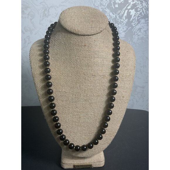 Black Bead & Gold Clasp Necklace - Picture 1 of 4